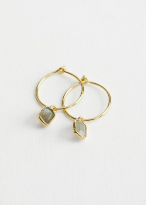 Nausnice & Other Stories Stone Pendant Hoop Damske Zlate | SK-ZD9064827