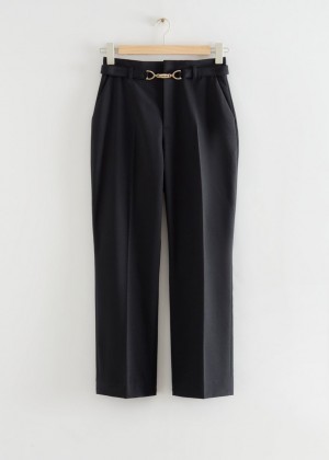 Nohavice & Other Stories Belted High Pásom Cropped Damske Čierne | SK-UD0157893