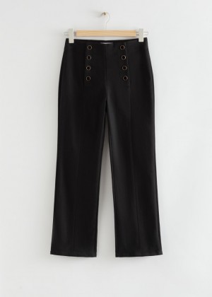 Nohavice & Other Stories Front Buttoned Slim-Fit Damske Čierne | SK-CZ2697085