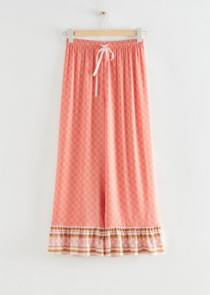 Nohavice & Other Stories Relaxed Satin Printed Damske Ruzove | SK-XQ3801695