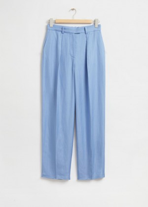 Nohavice & Other Stories Relaxed Tailored Pleat Crease Damske Svetlo Modre | SK-JL2069714