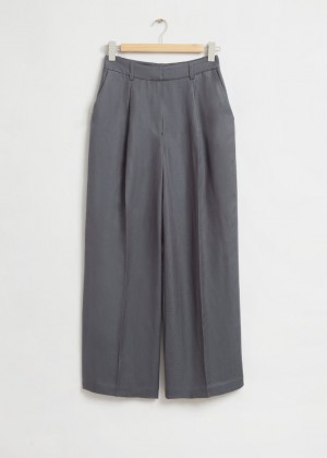 Nohavice & Other Stories Siroke Topanky Tailored Press Crease Damske Tmavo Siva | SK-PY6423859