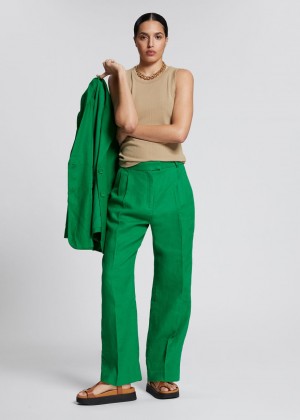 Nohavice & Other Stories Tailored Relaxed Pleat Damske Zelene | SK-BM7124563