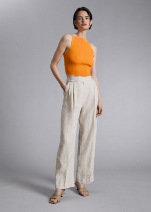 Nohavice & Other Stories Tailored Relaxed Pleat Damske Svetlo Béžové | SK-YU1492380