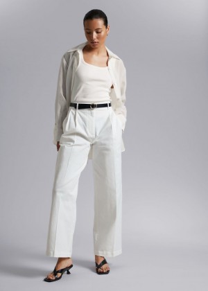 Nohavice & Other Stories Tailored Rovno-Leg Damske Biele | SK-PK7832496