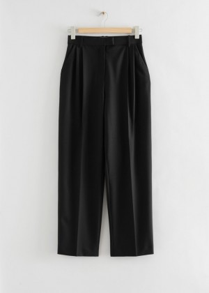 Nohavice & Other Stories Tailored Satin Relaxed-Fit Damske Čierne | SK-KA8926075