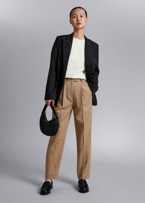 Nohavice & Other Stories Tapered Tweed Damske Béžové | SK-MD1429850