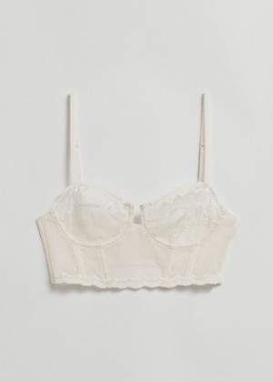 Podprsenka & Other Stories Embroidered Bustier Damske Krém | SK-SN1340729