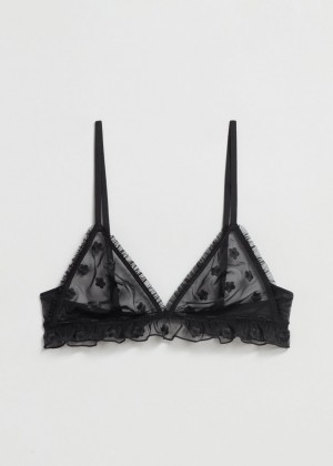 Podprsenka & Other Stories Frilled Sheer Soft Damske Čierne | SK-GW0758961