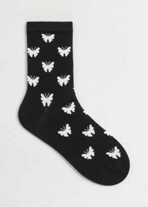 Ponozky & Other Stories Butterfly Damske Čierne | SK-OC1827549