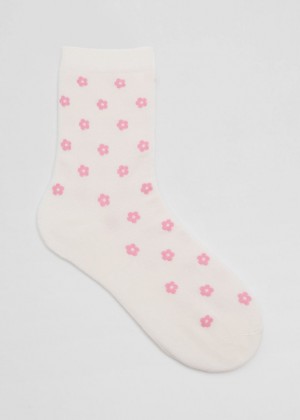 Ponozky & Other Stories Floral Damske Biele Ruzove | SK-NF4819052