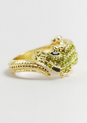 Prsten & Other Stories Rhinestone Encrusted Crocodile Damske Zlate Zelene | SK-LW1486095