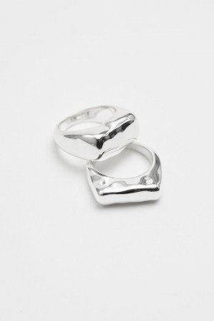 Prsten & Other Stories Robustný Hammered Ring Set Damske Strieborne | SK-IL4276953