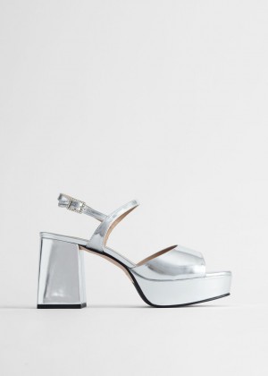 Sandale & Other Stories Flared Heel Platforme Damske Strieborne | SK-ZQ9746082
