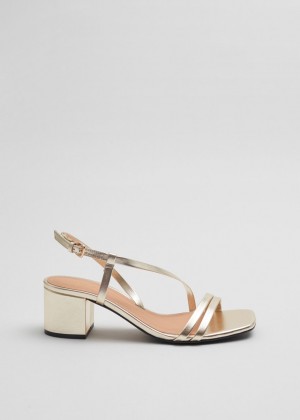 Sandale & Other Stories Remienkové Block Heel Kozene Damske Zlate | SK-RM7609835