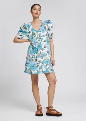 Saty & Other Stories A-Line Kratke-Sleeved Damske Svetlo Modre | SK-MC5198623