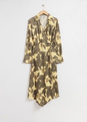 Saty & Other Stories Asymmetric Midi Wrap Damske Hnede Žlté | SK-ZS7546231
