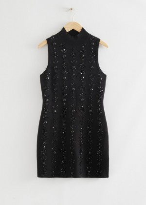 Saty & Other Stories Bead Embellished Mini Damske Čierne | SK-TK9025316