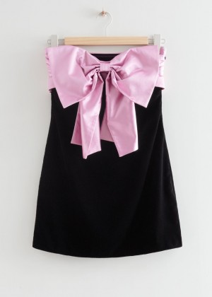 Saty & Other Stories Big Bow Velvet Bustier Damske Čierne Ruzove | SK-GW4697108