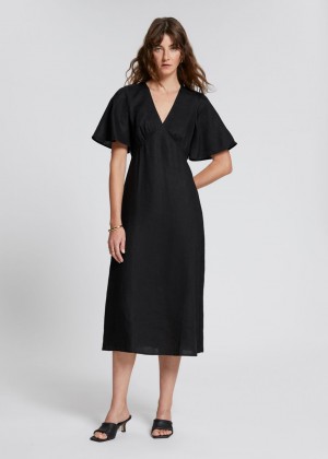 Saty & Other Stories Butterfly Sleeve Damske Čierne | SK-WG6851027