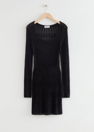 Saty & Other Stories Fitted Crochet Mini Damske Čierne | SK-QV1082794