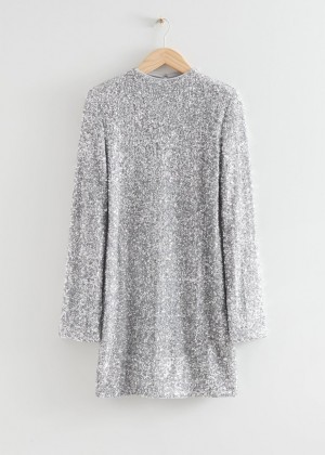 Saty & Other Stories Fitted Sequin Mini Damske Strieborne | SK-WC4398207