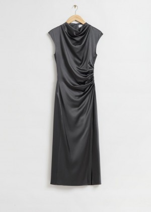 Saty & Other Stories Fitted Twist Seam Midi Damske Tmavo Siva | SK-LT2150976