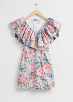 Saty & Other Stories Fitted V-Neck Frilled Detail Damske Viacfarebný | SK-CY0798432