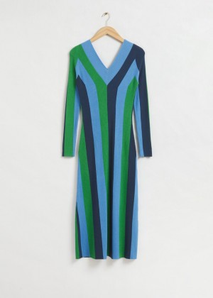 Saty & Other Stories Fitted V-Neck Pletené Damske Viacfarebný | SK-HN9527186