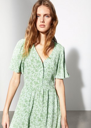 Saty & Other Stories Flutter Sleeve Midi Damske Svetlo Zelene | SK-MN4126573