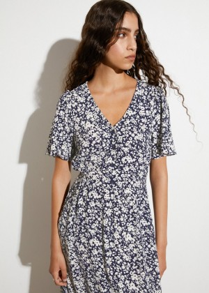 Saty & Other Stories Flutter Sleeve Midi Damske Námornícka Modrá Biele | SK-DC2761039