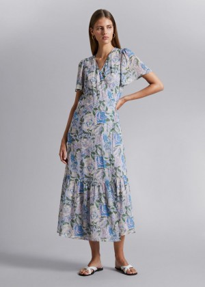 Saty & Other Stories Flutter Sleeve Wrap Midi Damske Svetlo Modre | SK-KO9831524