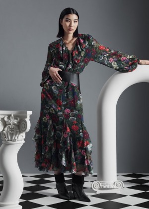 Saty & Other Stories Frill Midi Damske Tmavo Zelene | SK-BP8463571