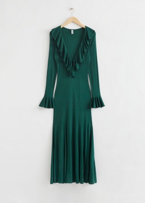 Saty & Other Stories Frilled Bell-Shaped Damske Tmavo Zelene | SK-IS8356401