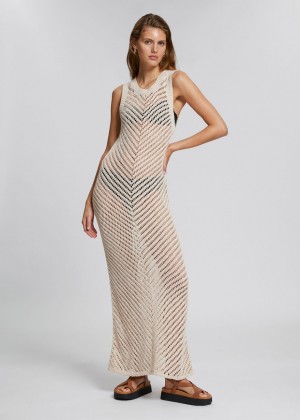 Saty & Other Stories Herringbone Crochet Maxi Damske Svetlo Béžové | SK-UJ8296530