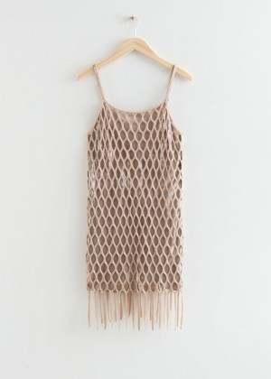 Saty & Other Stories Layered Beaded Slip Mini Damske Béžové | SK-XV2431569