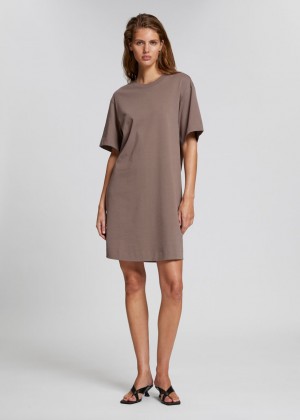 Saty & Other Stories Loose-Fit Round Neck T-Shirt Damske Hnede | SK-EZ9756230