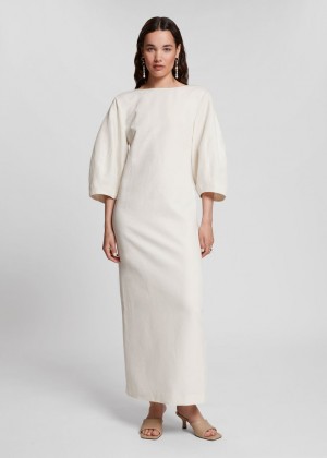Saty & Other Stories Low-Back Sculpted Sleeve Damske Biele | SK-JL2810497