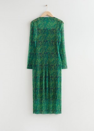 Saty & Other Stories Midi Mock Neck Mesh Damske Zelene | SK-PE6052134