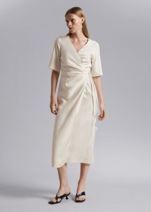 Saty & Other Stories Midi Wrap Damske Biele | SK-TY4831795