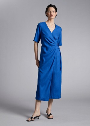 Saty & Other Stories Midi Wrap Damske Svetlo Modre | SK-BA1263850