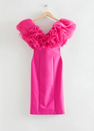 Saty & Other Stories Multi Ruffled V-Neck Damske Ruzove | SK-JT0351948