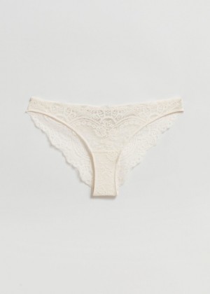 Spodne Pradlo & Other Stories Satin Cipkovane Briefs Damske Krém | SK-GS5641028