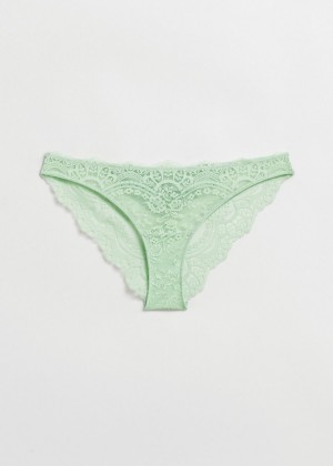Spodne Pradlo & Other Stories Satin Cipkovane Briefs Damske Svetlo Zelene | SK-CJ7329105