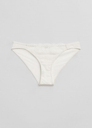 Spodne Pradlo & Other Stories Seashell Embroidered Cipkovane Briefs Damske Krém | SK-IK2564910
