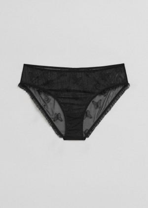 Spodne Pradlo & Other Stories Sheer Embroidered Butterfly Briefs Damske Čierne | SK-QH9061375