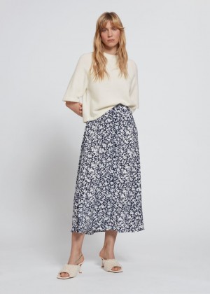 Sukna & Other Stories Buttoned A-Line Midi Damske Tmavo Modre Biele | SK-ES9803271