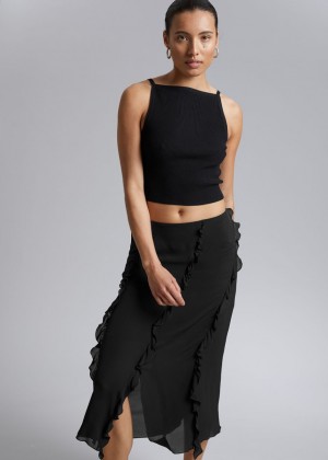 Sukna & Other Stories Frilled Midi Damske Čierne | SK-RD3986754