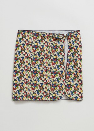 Sukna & Other Stories Kratke Wrap Sarong Damske Modre Krém | SK-YV8142769