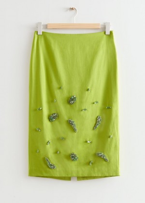 Sukna & Other Stories Rhinestone Midi Damske Svetlo Zelene | SK-VE1745096